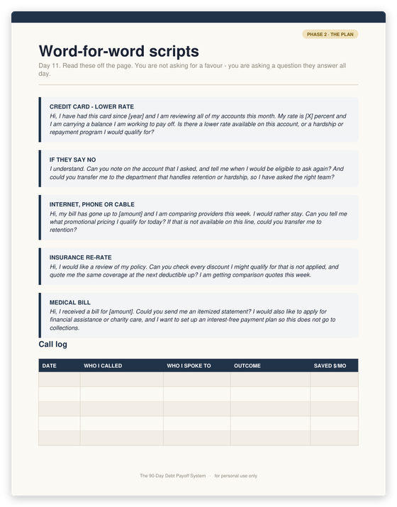 Word-for-word negotiation scripts
