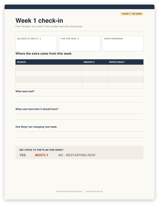 Weekly check-in page